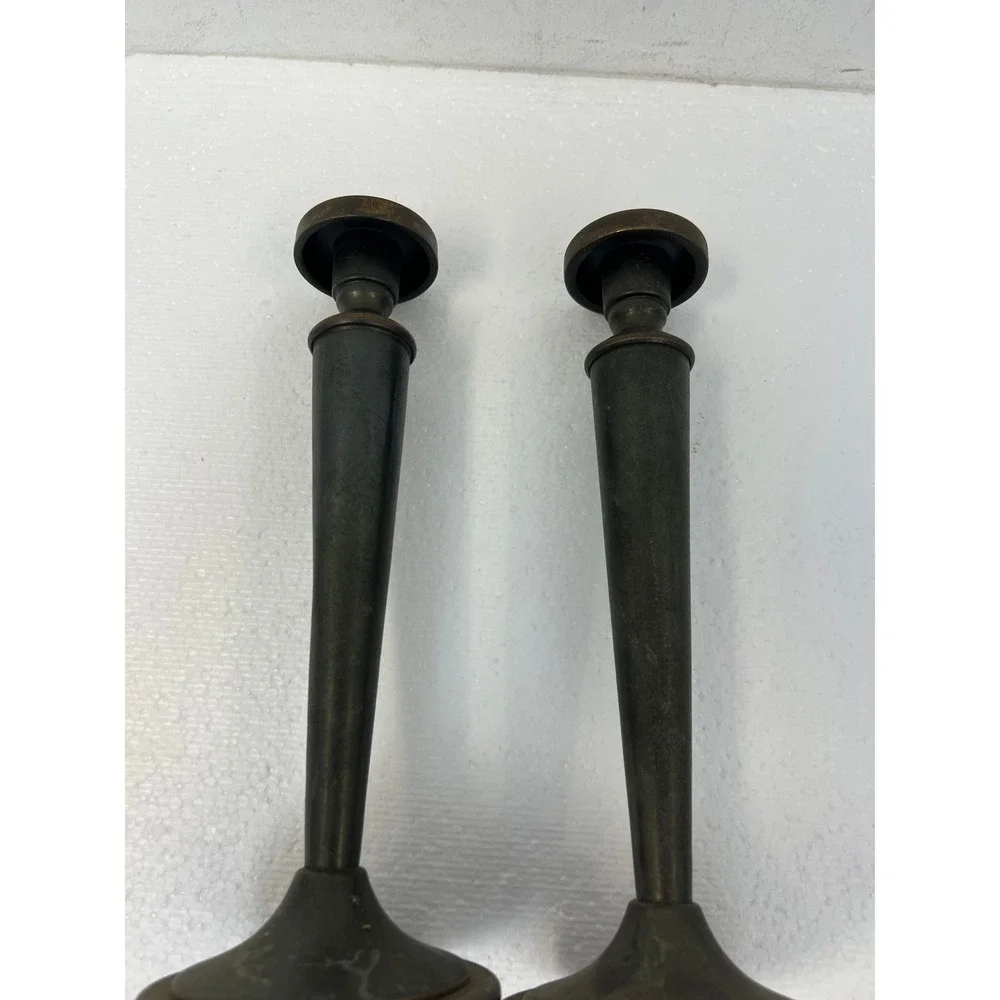 Vintage Arts & Crafts Metal Candlestick Holders Pair Tapered 9